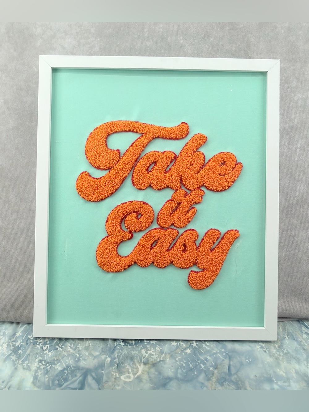Take It Easy Orange Script plush Wall Art